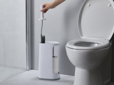 Flex Store Toilet Brush with Extra-large Caddy - Grey/White