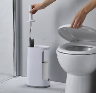 Flex Store Toilet Brush with Extra-large Caddy - Grey/White