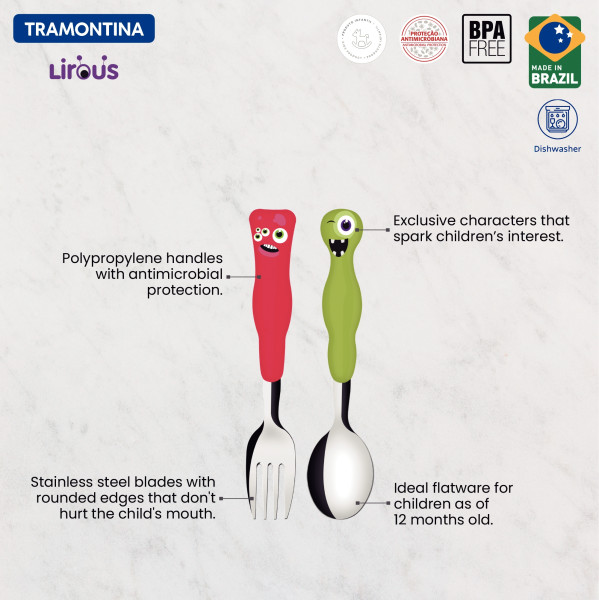 Children's Monster Cutlery 2 Piece Set
