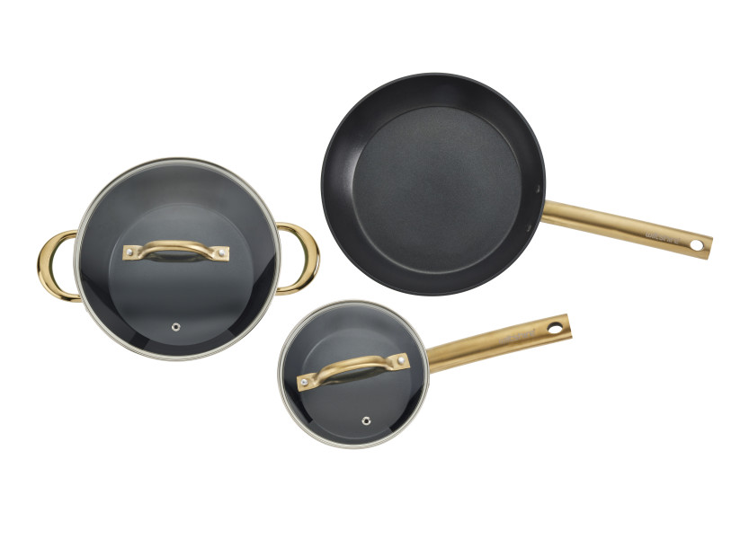 Easycook Basil & Gold Non-stick Cookware 3 Piece Set