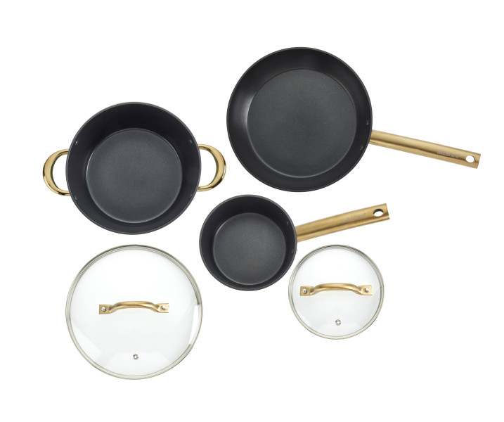 Easycook Basil & Gold Non-stick Cookware 3 Piece Set