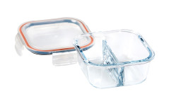 Square Glass Container with 2 Dividers 500ml